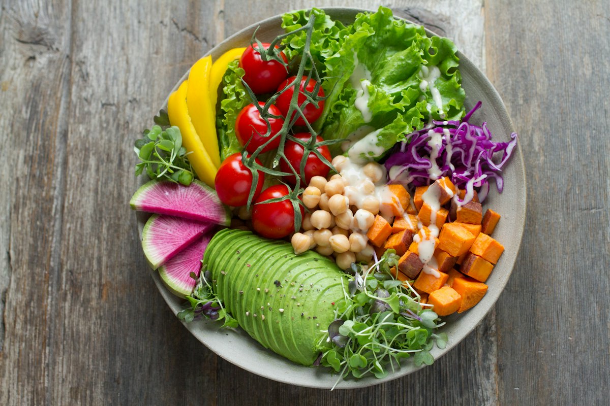 Mediterranean chickpea salad with cucumber, tomato and feta in a bowl